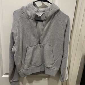 Athleta Gray Half-Zip Hoodie Sweatshirt